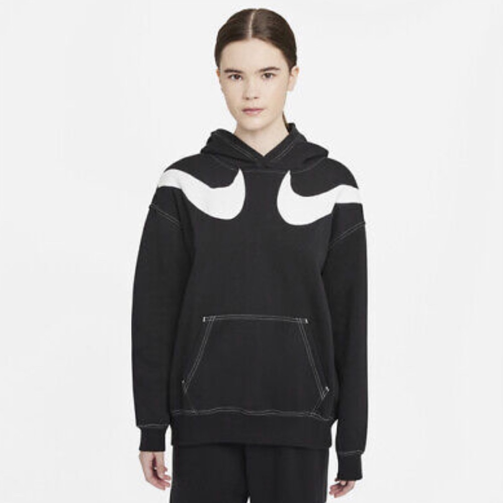 Nike Women's Sportswear Oversized Swoosh Hoodie Black/White